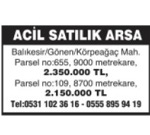 ACİL SATILIK ARSA